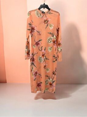 AFRM Peach Floral Sheer Maxi Dress SZ LARGE